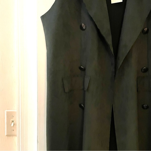 Gorgeous Long Cover Up Green Vest Suede Cloth Jacket - Picture 14 of 16